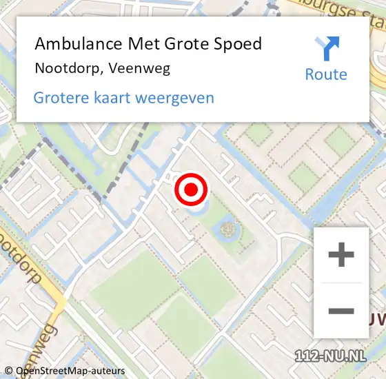 Locatie op kaart van de 112 melding: Ambulance Met Grote Spoed Naar Nootdorp, Veenweg op 28 december 2023 16:21
