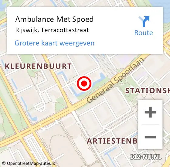 Locatie op kaart van de 112 melding: Ambulance Met Spoed Naar Rijswijk, Terracottastraat op 28 december 2023 16:36