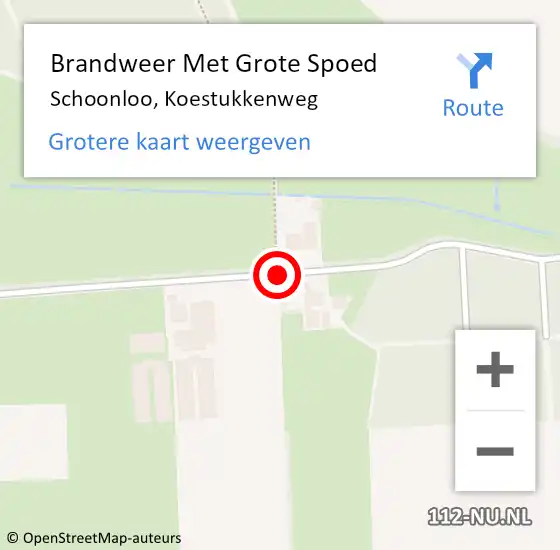 Locatie op kaart van de 112 melding: Brandweer Met Grote Spoed Naar Schoonloo, Koestukkenweg op 20 september 2014 01:37