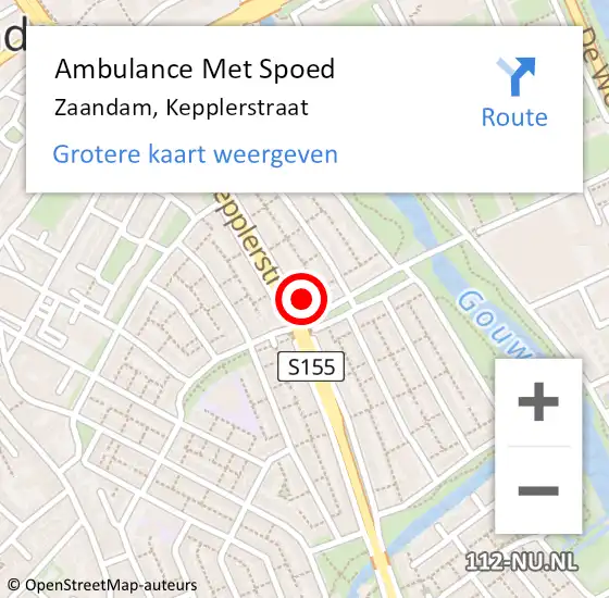 Locatie op kaart van de 112 melding: Ambulance Met Spoed Naar Zaandam, Kepplerstraat op 28 december 2023 16:53