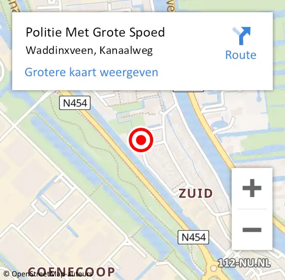 Locatie op kaart van de 112 melding: Politie Met Grote Spoed Naar Waddinxveen, Kanaalweg op 28 december 2023 17:17