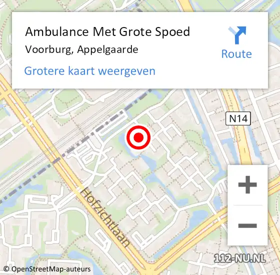 Locatie op kaart van de 112 melding: Ambulance Met Grote Spoed Naar Voorburg, Appelgaarde op 28 december 2023 17:22