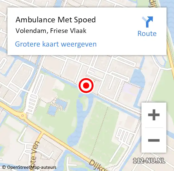 Locatie op kaart van de 112 melding: Ambulance Met Spoed Naar Volendam, Friese Vlaak op 28 december 2023 17:31