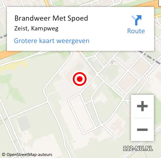 Locatie op kaart van de 112 melding: Brandweer Met Spoed Naar Zeist, Kampweg op 28 december 2023 17:54