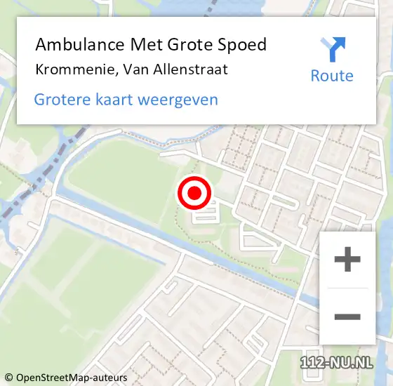 Locatie op kaart van de 112 melding: Ambulance Met Grote Spoed Naar Krommenie, Van Allenstraat op 28 december 2023 17:58