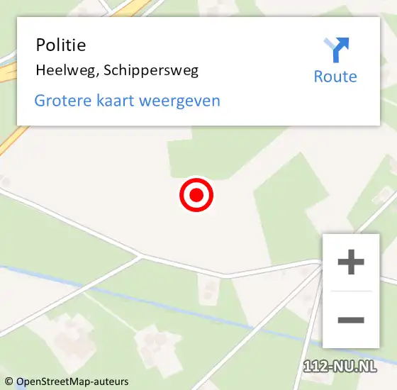 Locatie op kaart van de 112 melding: Politie Heelweg, Schippersweg op 28 december 2023 18:04