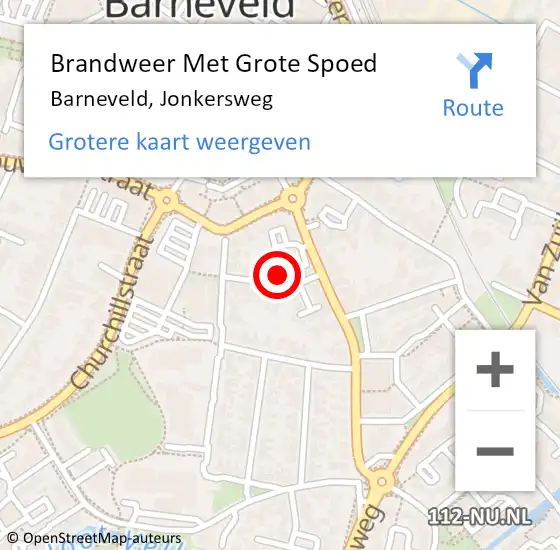 Locatie op kaart van de 112 melding: Brandweer Met Grote Spoed Naar Barneveld, Jonkersweg op 28 december 2023 18:18