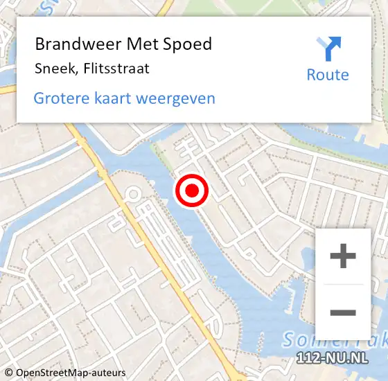 Locatie op kaart van de 112 melding: Brandweer Met Spoed Naar Sneek, Flitsstraat op 28 december 2023 18:30