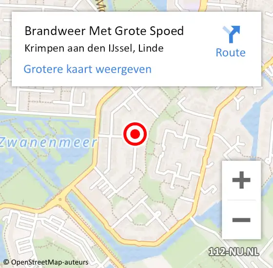 Locatie op kaart van de 112 melding: Brandweer Met Grote Spoed Naar Krimpen aan den IJssel, Linde op 28 december 2023 18:32