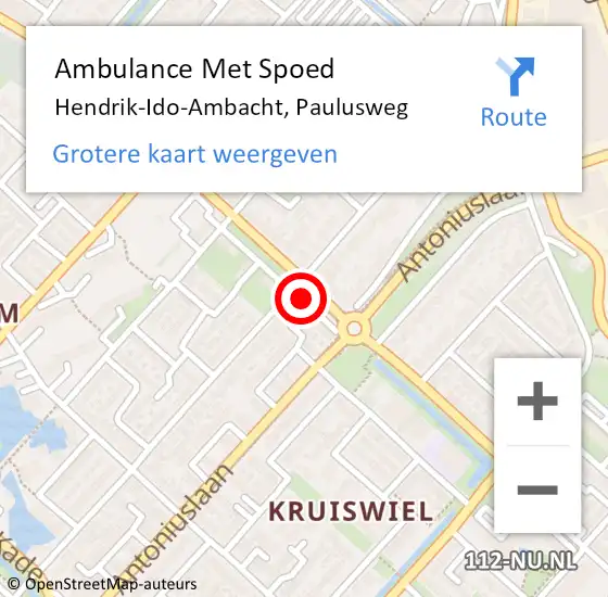 Locatie op kaart van de 112 melding: Ambulance Met Spoed Naar Hendrik-Ido-Ambacht, Paulusweg op 28 december 2023 19:00