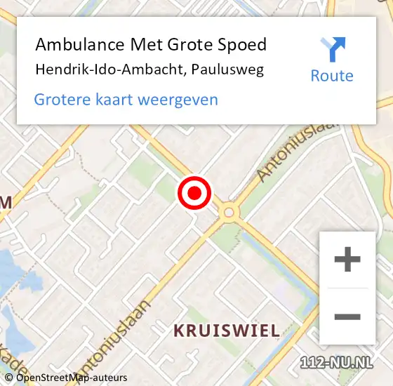 Locatie op kaart van de 112 melding: Ambulance Met Grote Spoed Naar Hendrik-Ido-Ambacht, Paulusweg op 28 december 2023 19:02