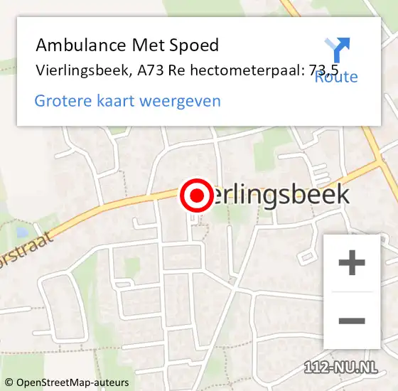 Locatie op kaart van de 112 melding: Ambulance Met Spoed Naar Vierlingsbeek op 28 december 2023 19:05