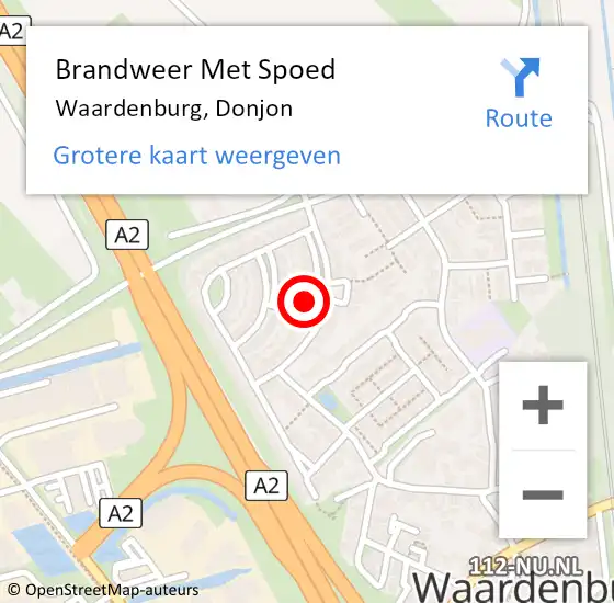 Locatie op kaart van de 112 melding: Brandweer Met Spoed Naar Waardenburg, Donjon op 28 december 2023 19:08