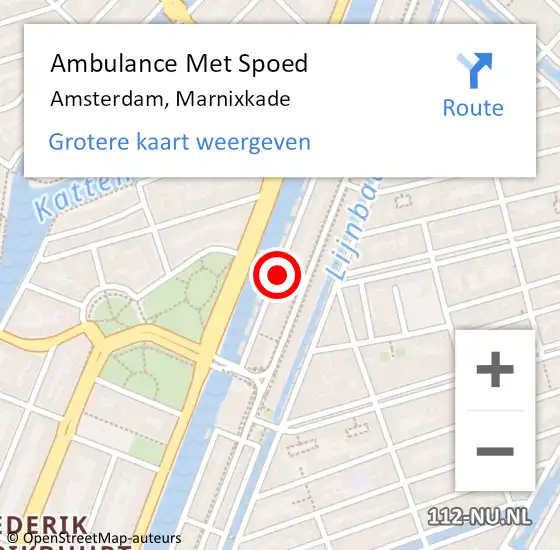 Locatie op kaart van de 112 melding: Ambulance Met Spoed Naar Amsterdam, Marnixkade op 28 december 2023 19:20