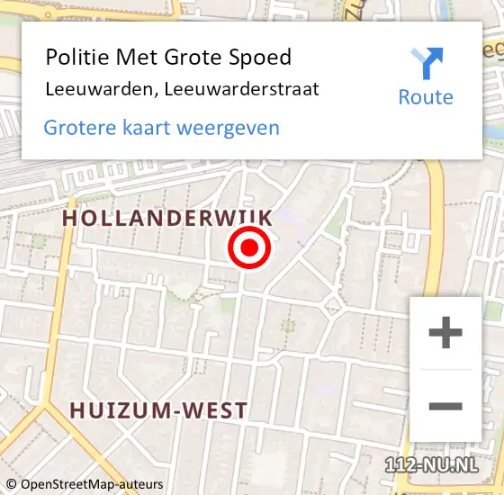 Locatie op kaart van de 112 melding: Politie Met Grote Spoed Naar Leeuwarden, Leeuwarderstraat op 28 december 2023 19:50