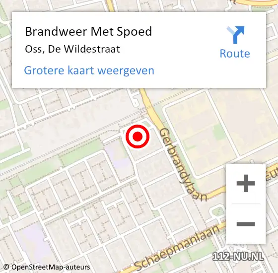 Locatie op kaart van de 112 melding: Brandweer Met Spoed Naar Oss, De Wildestraat op 28 december 2023 19:51