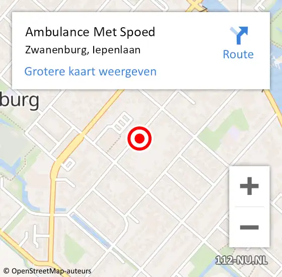 Locatie op kaart van de 112 melding: Ambulance Met Spoed Naar Zwanenburg, Iepenlaan op 28 december 2023 20:04
