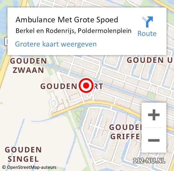 Locatie op kaart van de 112 melding: Ambulance Met Grote Spoed Naar Berkel en Rodenrijs, Poldermolenplein op 28 december 2023 20:27