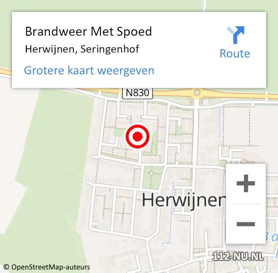 Locatie op kaart van de 112 melding: Brandweer Met Spoed Naar Herwijnen, Seringenhof op 28 december 2023 20:48