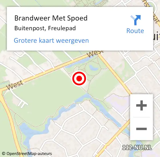 Locatie op kaart van de 112 melding: Brandweer Met Spoed Naar Buitenpost, Freulepad op 28 december 2023 20:50