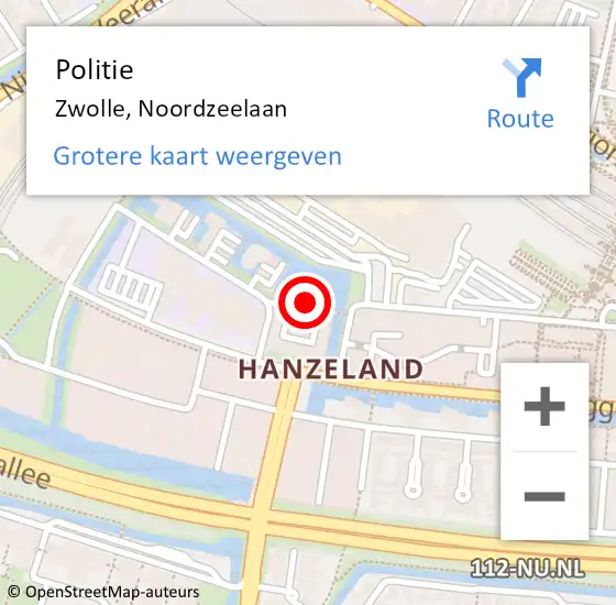 Locatie op kaart van de 112 melding: Politie Zwolle, Noordzeelaan op 28 december 2023 20:53