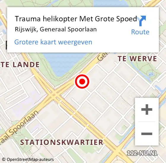 Locatie op kaart van de 112 melding: Trauma helikopter Met Grote Spoed Naar Rijswijk, Generaal Spoorlaan op 28 december 2023 21:03