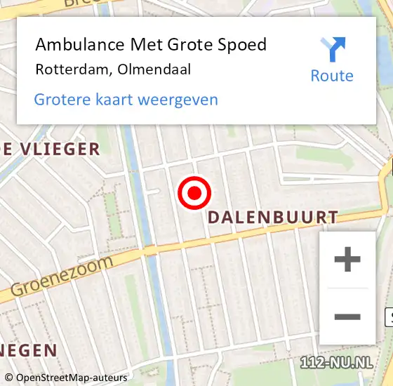 Locatie op kaart van de 112 melding: Ambulance Met Grote Spoed Naar Rotterdam, Olmendaal op 28 december 2023 21:06