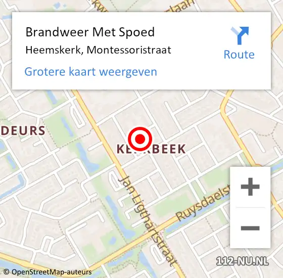 Locatie op kaart van de 112 melding: Brandweer Met Spoed Naar Heemskerk, Montessoristraat op 28 december 2023 21:42