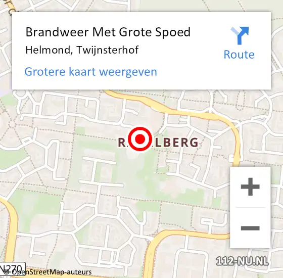 Locatie op kaart van de 112 melding: Brandweer Met Grote Spoed Naar Helmond, Twijnsterhof op 28 december 2023 21:48