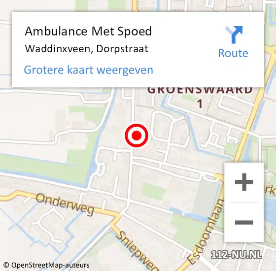 Locatie op kaart van de 112 melding: Ambulance Met Spoed Naar Waddinxveen, Dorpstraat op 28 december 2023 22:11