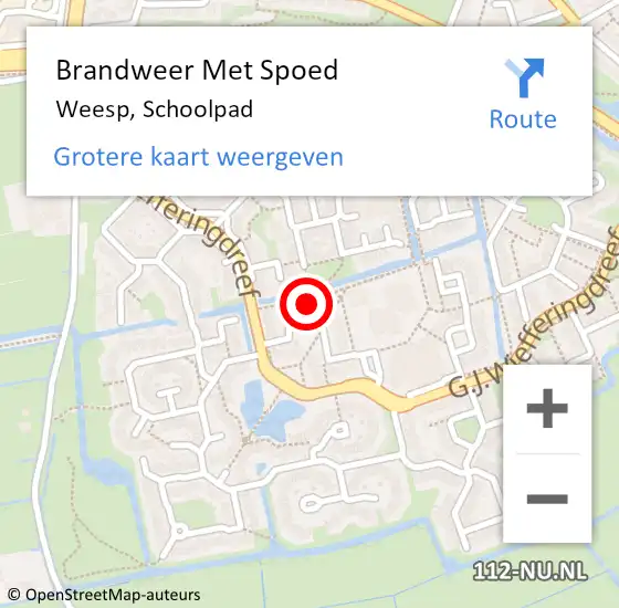 Locatie op kaart van de 112 melding: Brandweer Met Spoed Naar Weesp, Schoolpad op 28 december 2023 22:21