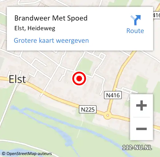 Locatie op kaart van de 112 melding: Brandweer Met Spoed Naar Elst, Heideweg op 28 december 2023 22:23