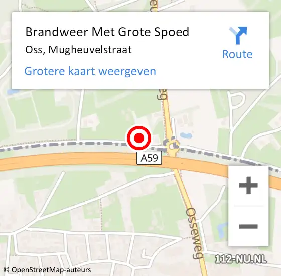 Locatie op kaart van de 112 melding: Brandweer Met Grote Spoed Naar Oss, Mugheuvelstraat op 28 december 2023 23:28