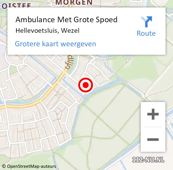Locatie op kaart van de 112 melding: Ambulance Met Grote Spoed Naar Hellevoetsluis, Wezel op 28 december 2023 23:46