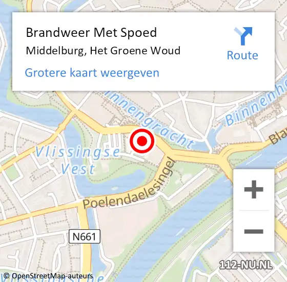 Locatie op kaart van de 112 melding: Brandweer Met Spoed Naar Middelburg, Het Groene Woud op 29 december 2023 00:14