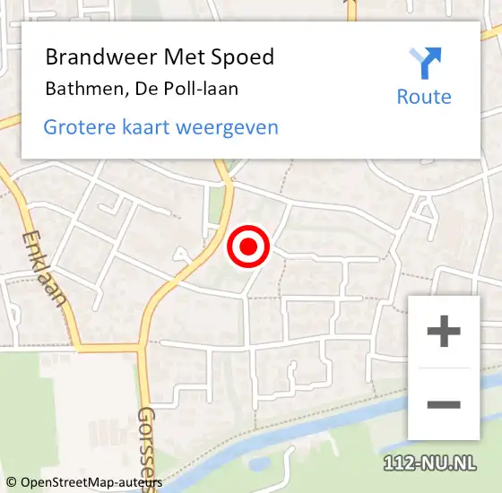 Locatie op kaart van de 112 melding: Brandweer Met Spoed Naar Bathmen, De Poll-laan op 29 december 2023 00:15