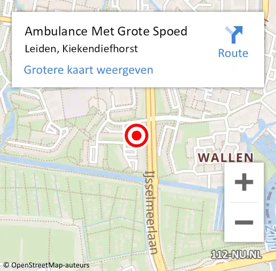 Locatie op kaart van de 112 melding: Ambulance Met Grote Spoed Naar Leiden, Kiekendiefhorst op 29 december 2023 00:25