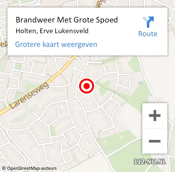 Locatie op kaart van de 112 melding: Brandweer Met Grote Spoed Naar Holten, Erve Lukensveld op 20 september 2014 02:56