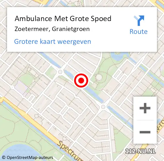 Locatie op kaart van de 112 melding: Ambulance Met Grote Spoed Naar Zoetermeer, Granietgroen op 29 december 2023 01:04