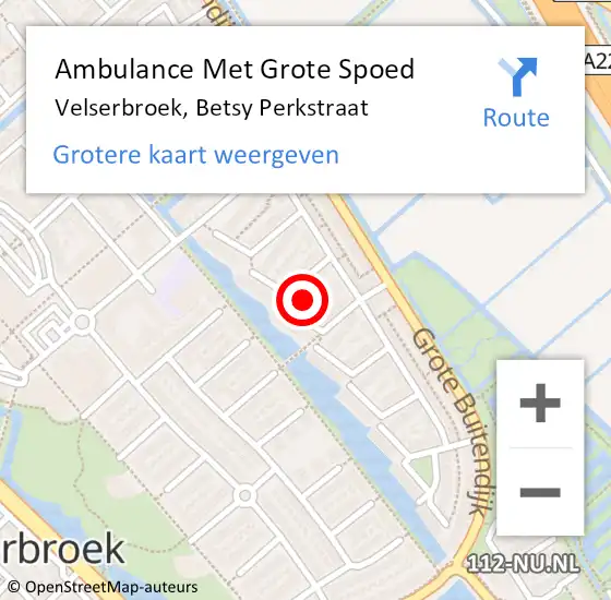 Locatie op kaart van de 112 melding: Ambulance Met Grote Spoed Naar Velserbroek, Betsy Perkstraat op 29 december 2023 02:12