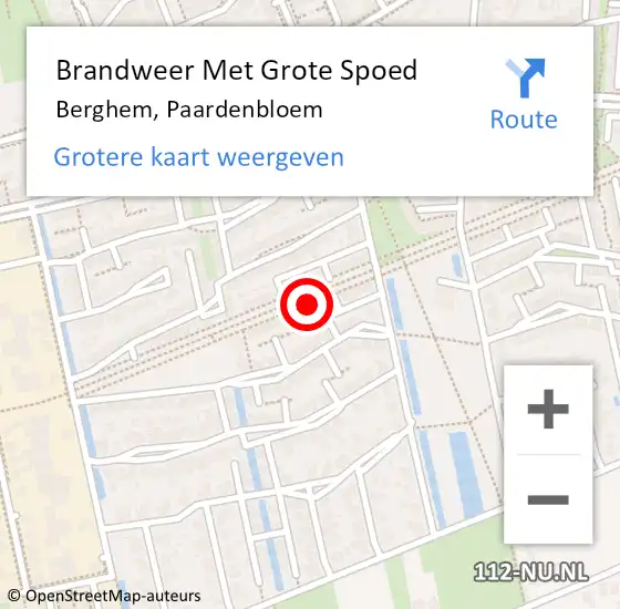 Locatie op kaart van de 112 melding: Brandweer Met Grote Spoed Naar Berghem, Paardenbloem op 29 december 2023 02:31