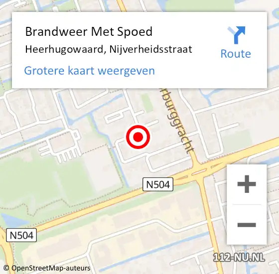 Locatie op kaart van de 112 melding: Brandweer Met Spoed Naar Heerhugowaard, Nijverheidsstraat op 29 december 2023 03:58