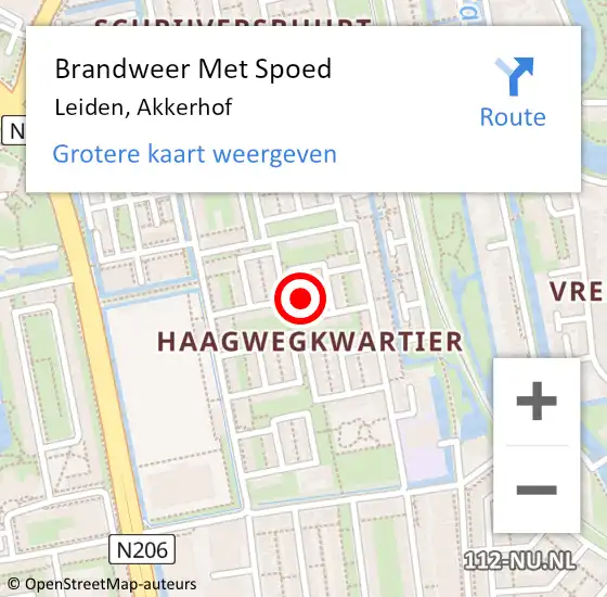 Locatie op kaart van de 112 melding: Brandweer Met Spoed Naar Leiden, Akkerhof op 29 december 2023 07:00