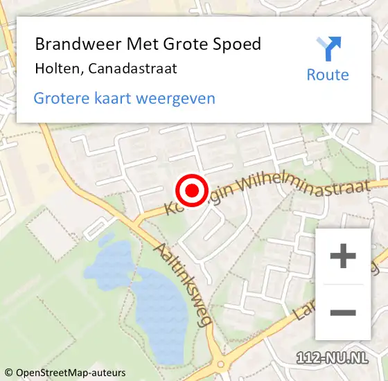 Locatie op kaart van de 112 melding: Brandweer Met Grote Spoed Naar Holten, Canadastraat op 20 september 2014 03:35