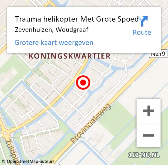 Locatie op kaart van de 112 melding: Trauma helikopter Met Grote Spoed Naar Zevenhuizen, Woudgraaf op 29 december 2023 07:37