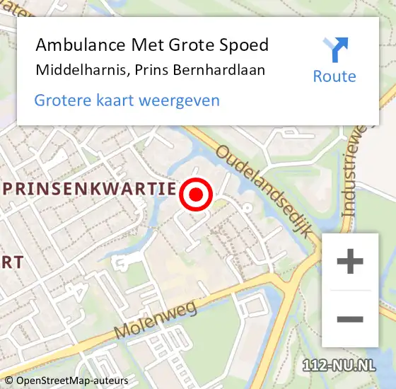 Locatie op kaart van de 112 melding: Ambulance Met Grote Spoed Naar Middelharnis, Prins Bernhardlaan op 29 december 2023 07:40