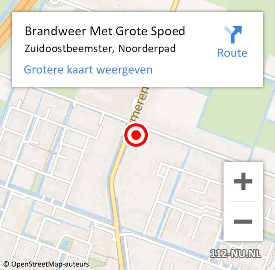 Locatie op kaart van de 112 melding: Brandweer Met Grote Spoed Naar Zuidoostbeemster, Noorderpad op 29 december 2023 07:51