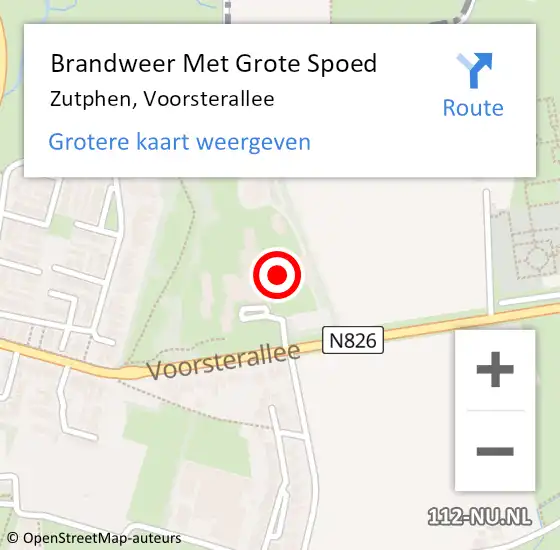 Locatie op kaart van de 112 melding: Brandweer Met Grote Spoed Naar Zutphen, Voorsterallee op 29 december 2023 08:25