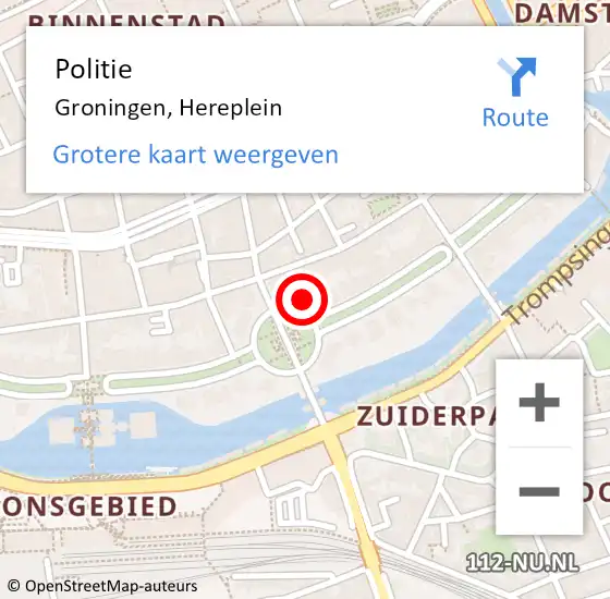 Locatie op kaart van de 112 melding: Politie Groningen, Hereplein op 29 december 2023 08:31