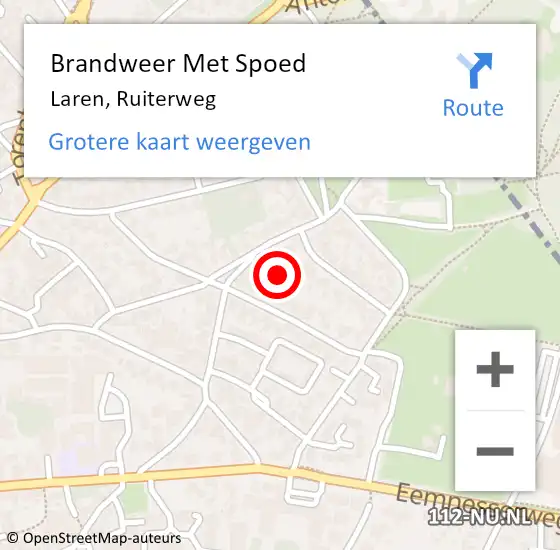 Locatie op kaart van de 112 melding: Brandweer Met Spoed Naar Laren, Ruiterweg op 29 december 2023 08:39